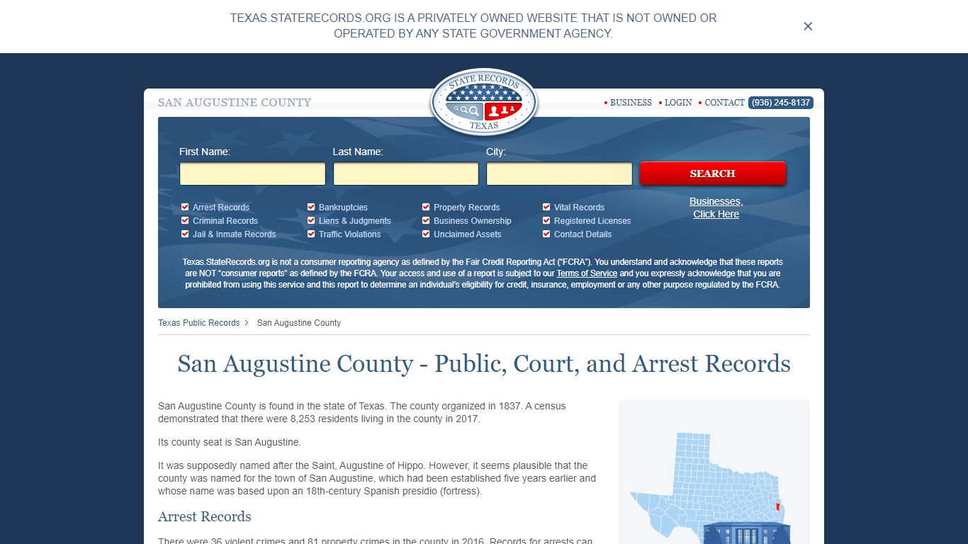 San Augustine County - Public, Court, and Arrest Records